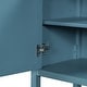 preview thumbnail 15 of 18, Antique Navy Sideboard Console Table, Storage Cabinet Display Case w/ Mirrored Doors & Open Storage Shelf for Living Dining Room