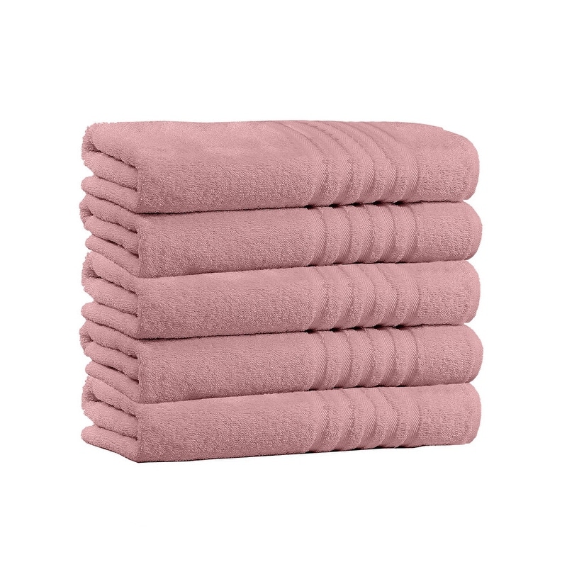 100% Cotton 5-Piece Bath Towel Set - 54 L x 27 W - On Sale - Bed