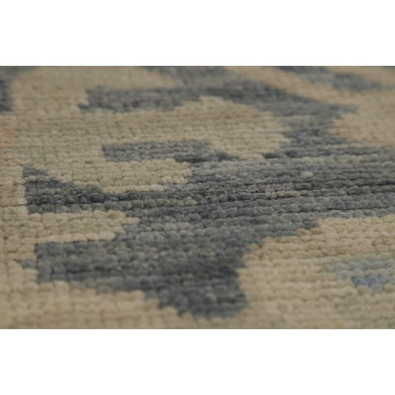 Vegetable Dye Oushak Turkish Rug Hand-Knotted Grey Wool Carpet - 9'2" x 11'10"