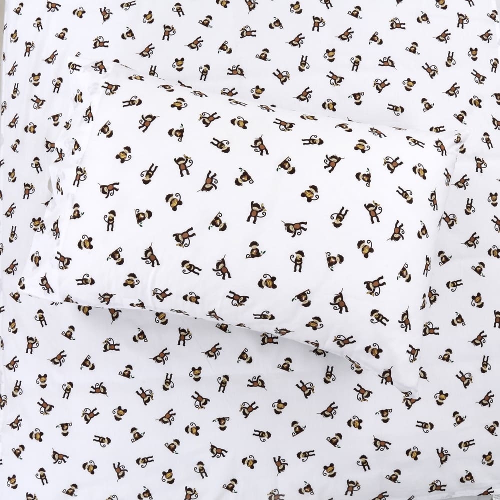 3-Piece Cotton Toddler Sheet Set for Kids Boys & Girls (Animals, Fish, Sports, Floral)