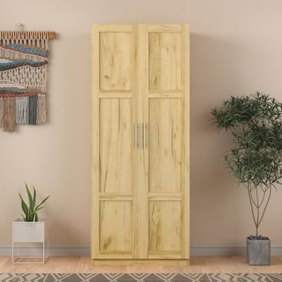 High wardrobe and kitchen cabinet with 2 doors and 3 partitions to separate 4 storage spaces