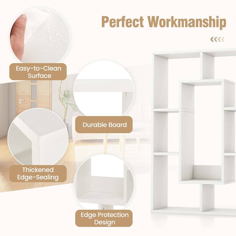 Costway 7-Cube Geometric Bookshelf with Anti-Toppling Device Modern - See Details