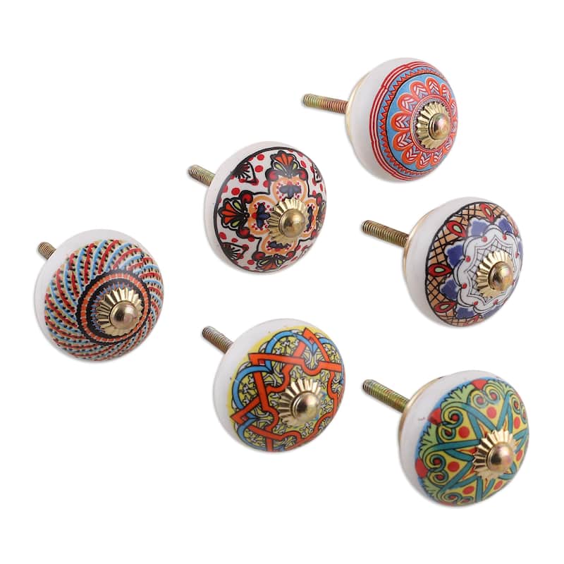 Novica Handmade Moroccan Delight Ceramic Knobs (Set Of 6)