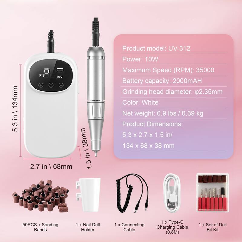 Electric Rechargeable Nail Drill for Manicure Pedicure Carve Polish
