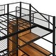 preview thumbnail 10 of 18, Twin Over Full Bunk Bed with Wire Shelving and Lateral Storage Ladder, Metal Bunk Bedframe with Bulit-in Wardrobe and Slats
