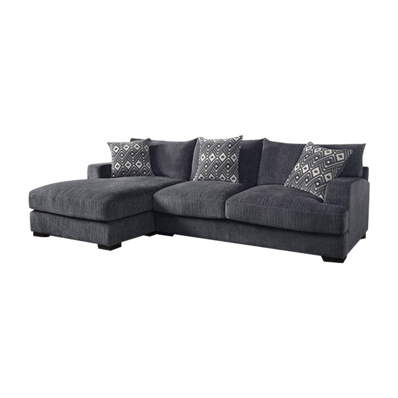 L-Shaped Chenille Upholstered Sectional Sofa in Gray