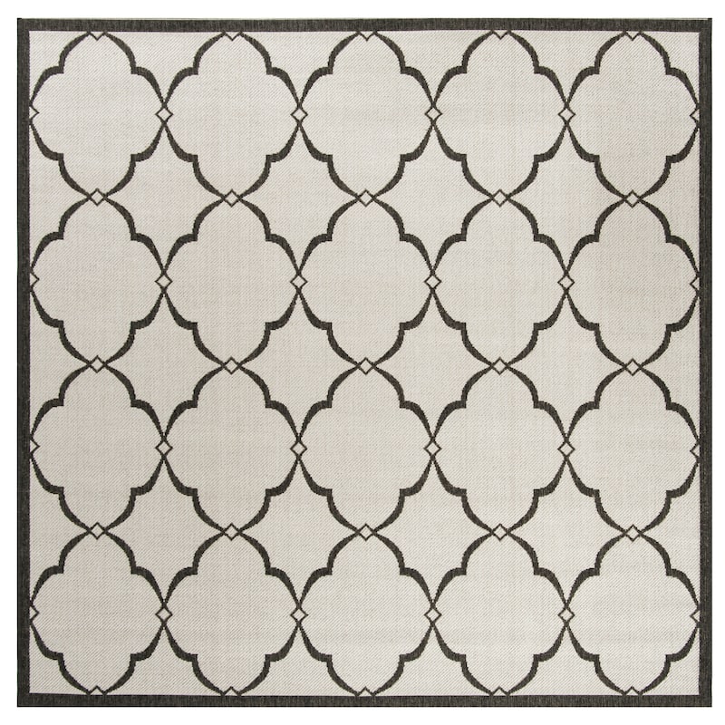 SAFAVIEH Beach House Caetana Indoor /Outdoor Waterproof Patio Backyard Rug - 4' Square - Light Grey/Charcoal