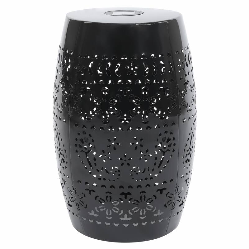 Solar-Powered Side Table with Light - Modern Iron Design, Garden & Patio Accent