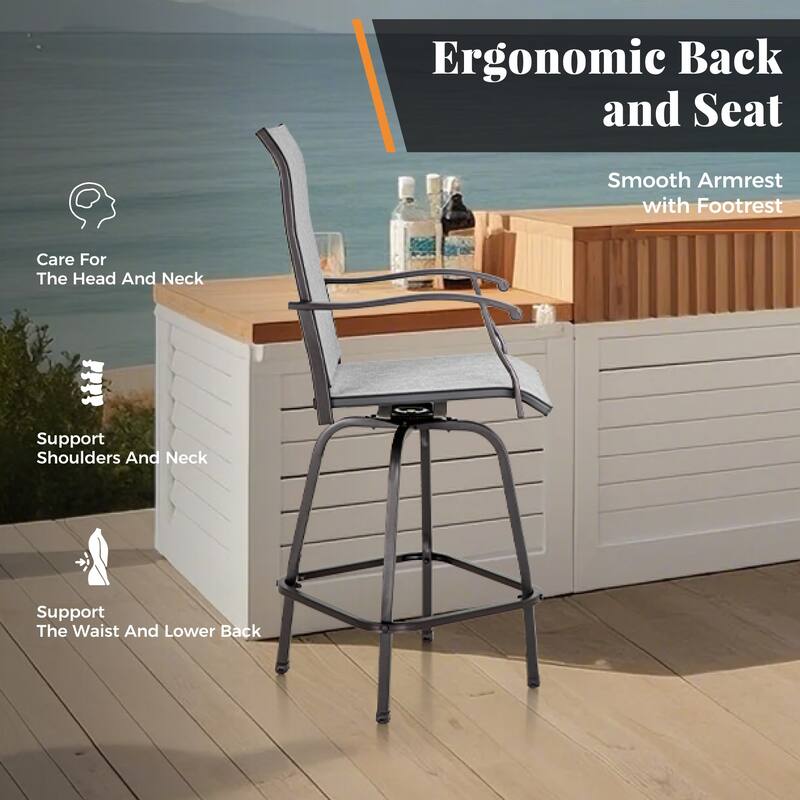 Oudoor All-weather Swivel Patio Bar Stools (Set of 2/4) - N/A