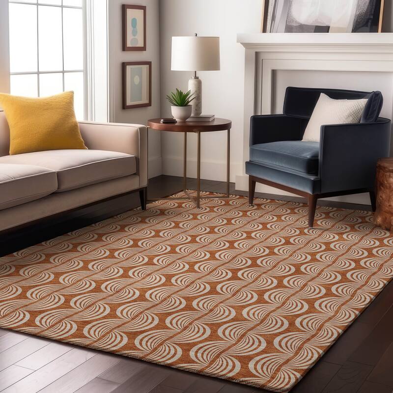 Premium Washable Super Soft Transitional Scallop Mayfield Rug - Paprika - 9' x 12'