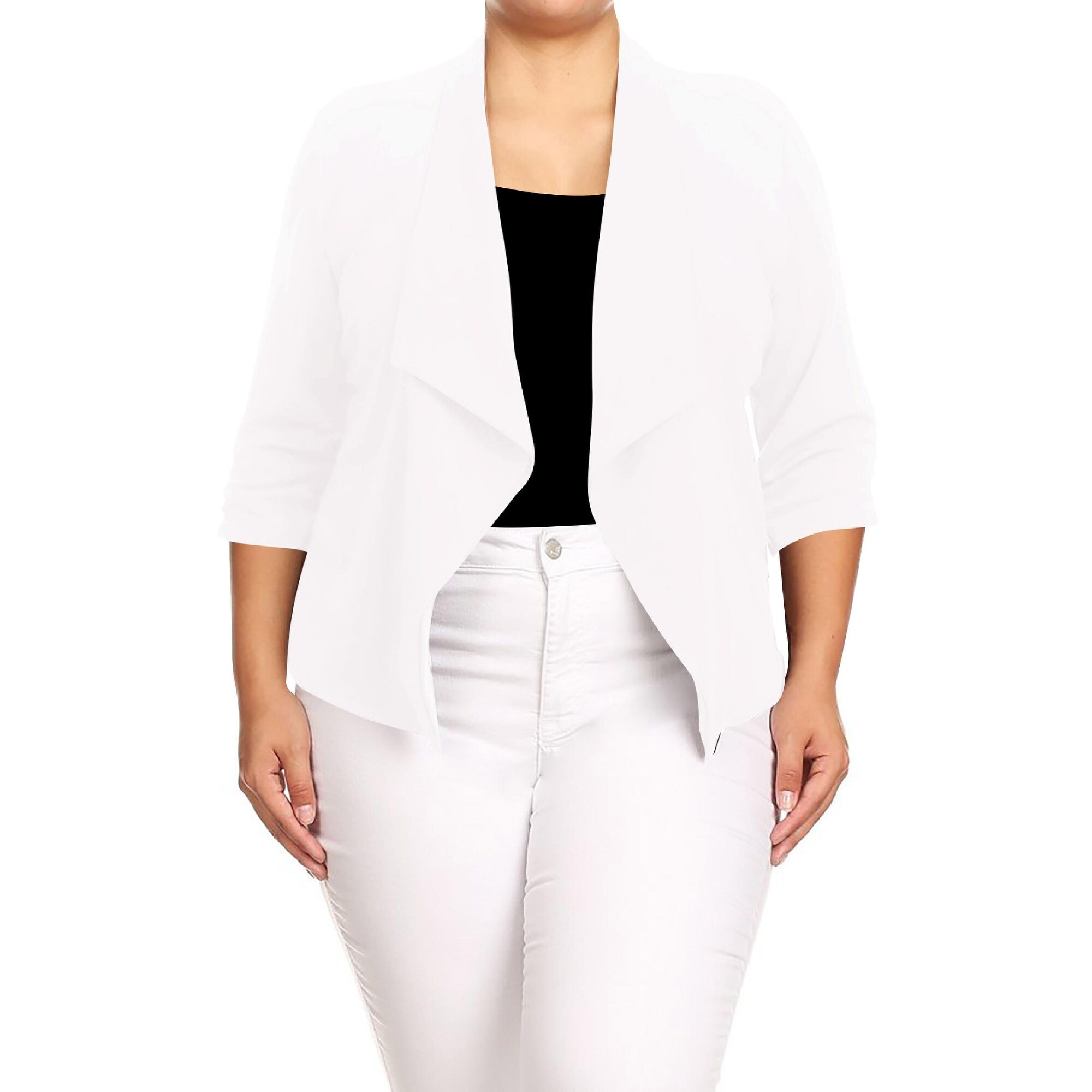 white plus size blazer