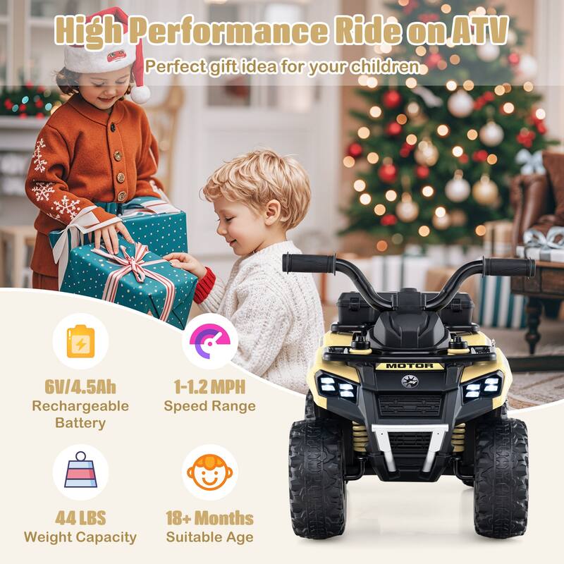 Costway 6V Toddler Ride On Electric Car ATV with Lights & Music & USB - See Details