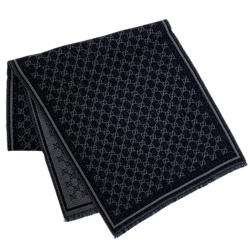 Gucci GG Wool Scarf with Metallic Thread