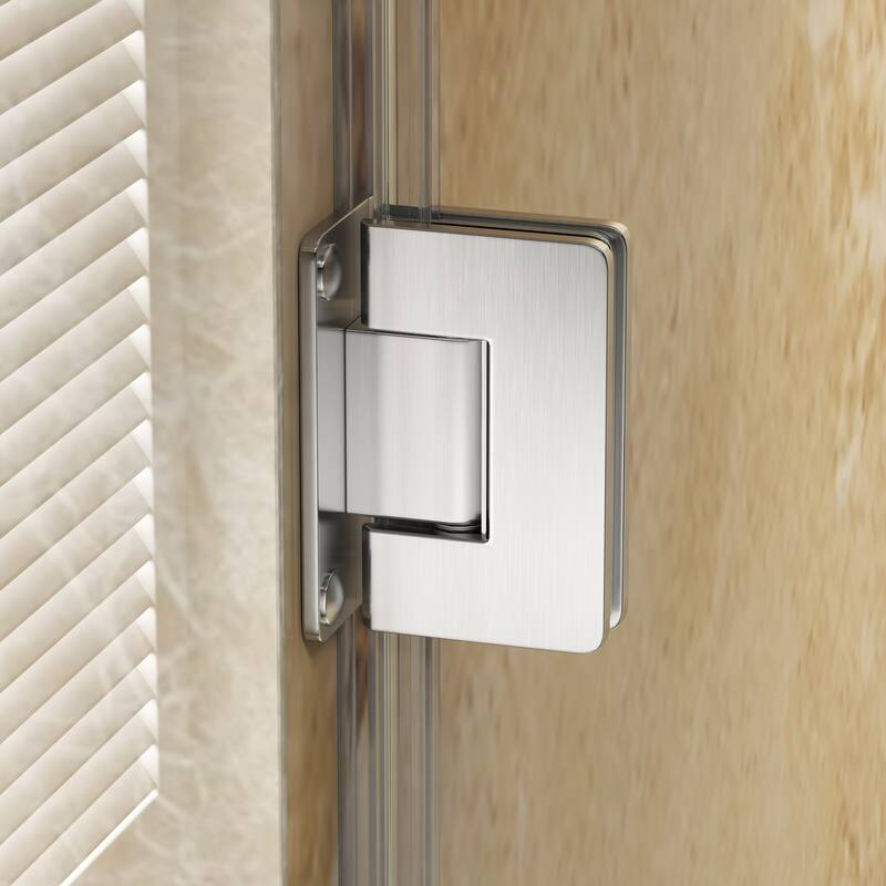 FELYL 29" W x 72" H Hinged Frameless Shower Door with Heat Soaking Process and Protective Coating Clear Glass