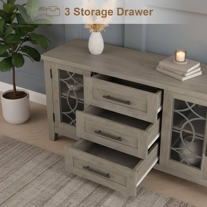 Farmhouse TV Stand, 2 Storage Door & 3 Drawer