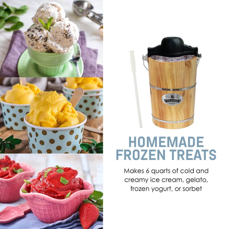 Elite Gourmet 6 quart Old Fashioned Ice Cream Freezer