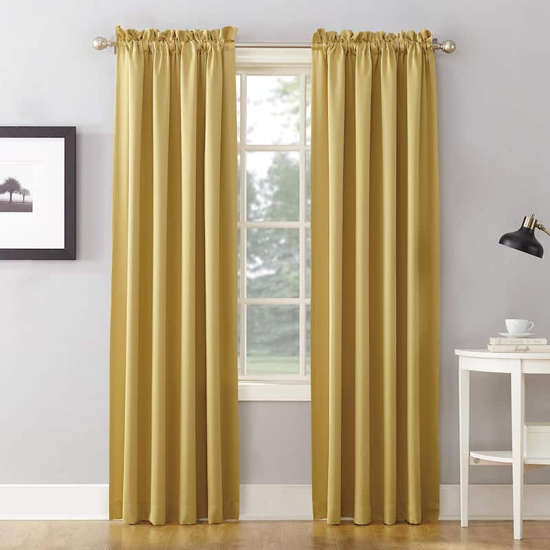 Porch & Den Inez Room Darkening Window Curtain Panel and Valance, Single Panel - 54 x 95 - Flax