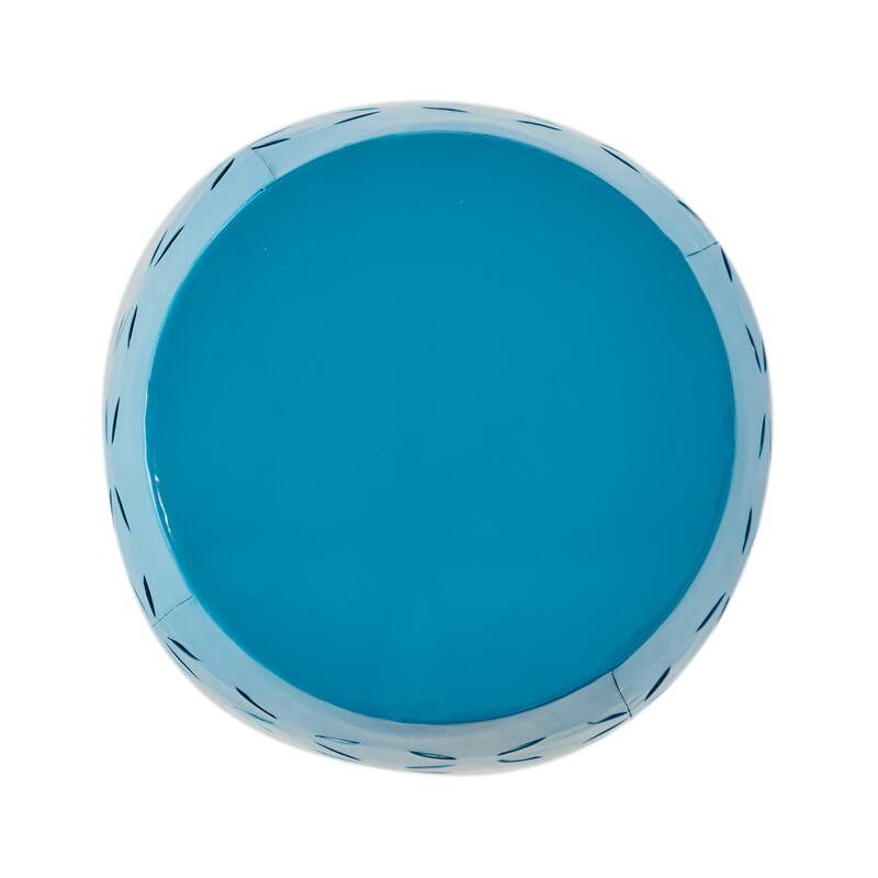 12.25" Modern Round Side Table with Barrel Structure and Iron-cut Design for Living Room or Bedroom