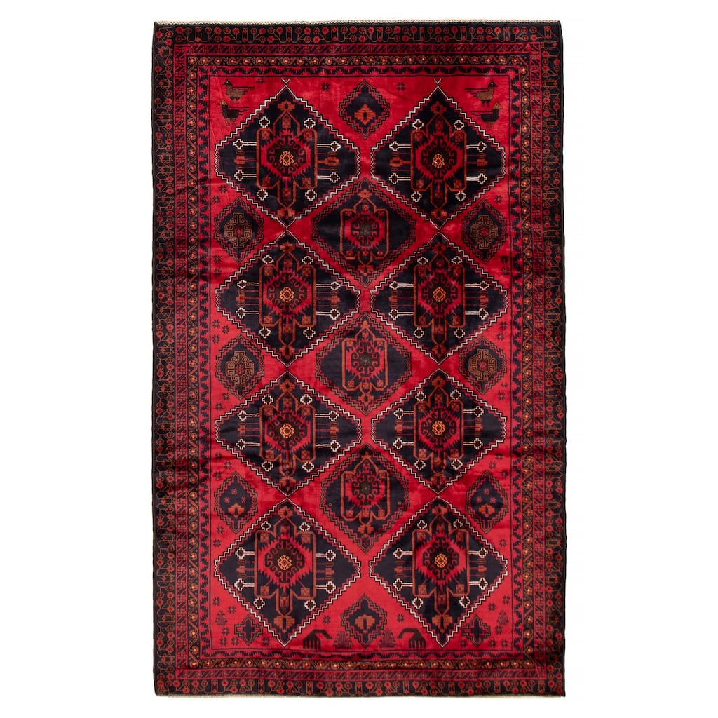 ECARPETGALLERY Hand-knotted Teimani Red Wool Rug - 6'9 x 11'0