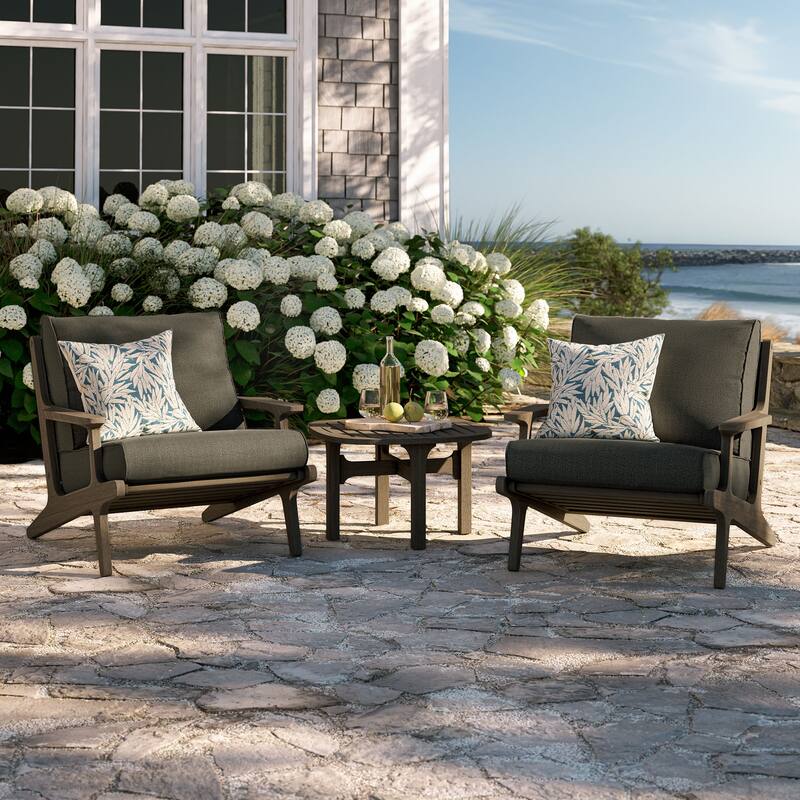 Saratoga 3-Piece Outdoor Patio Teak Wood Furniture Set with Lounge Chairs and Side Table