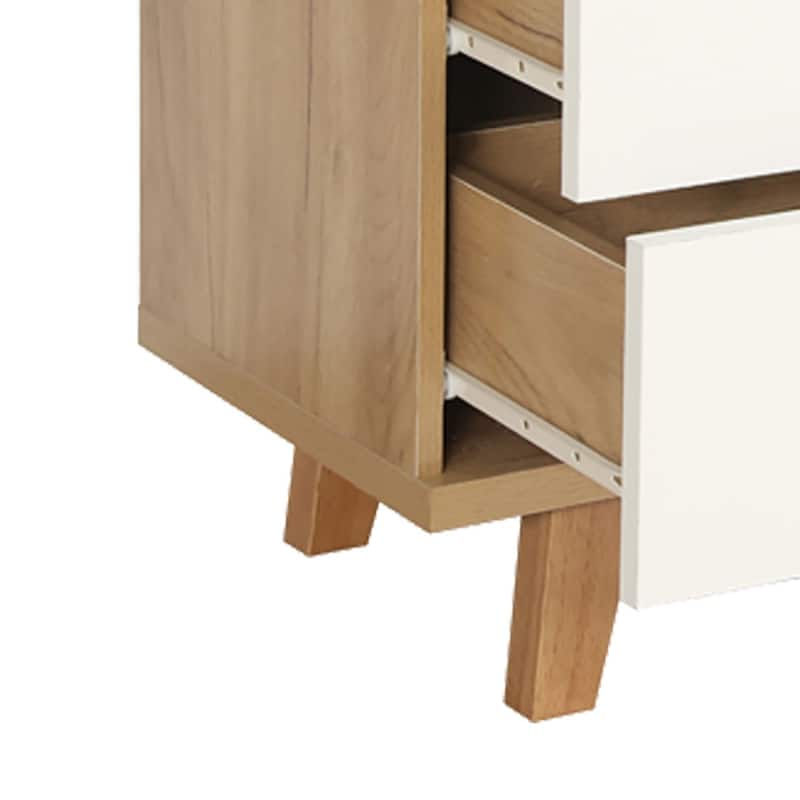 Modern Farmhouse Style Wooden Dresser with Wooden Handles