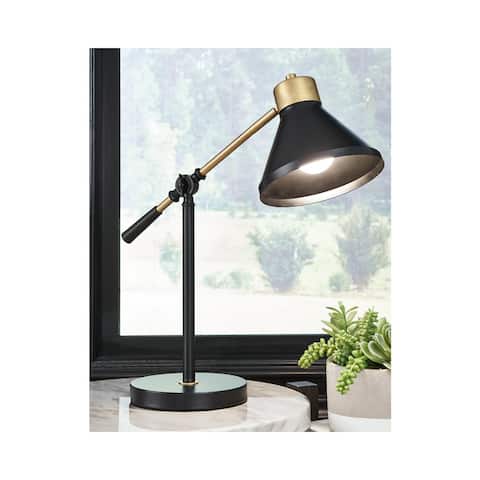 Garville Black/Gold Finish Metal Desk Lamp - 19"W x 7"D x 19"H
