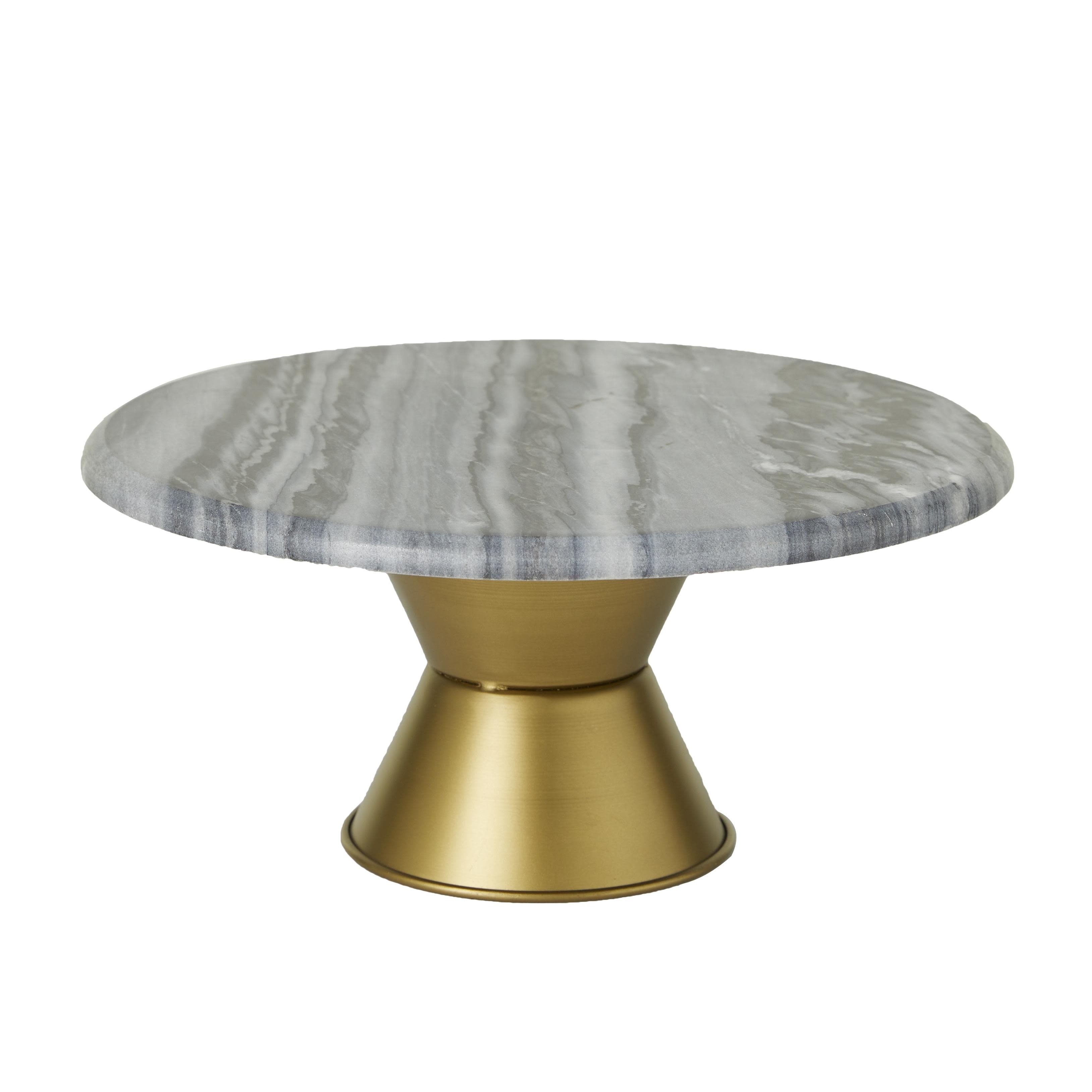 Ceramic Decorative Cake Stand with Gold Base - Gray or White - CosmoLiving by Cosmopolitan