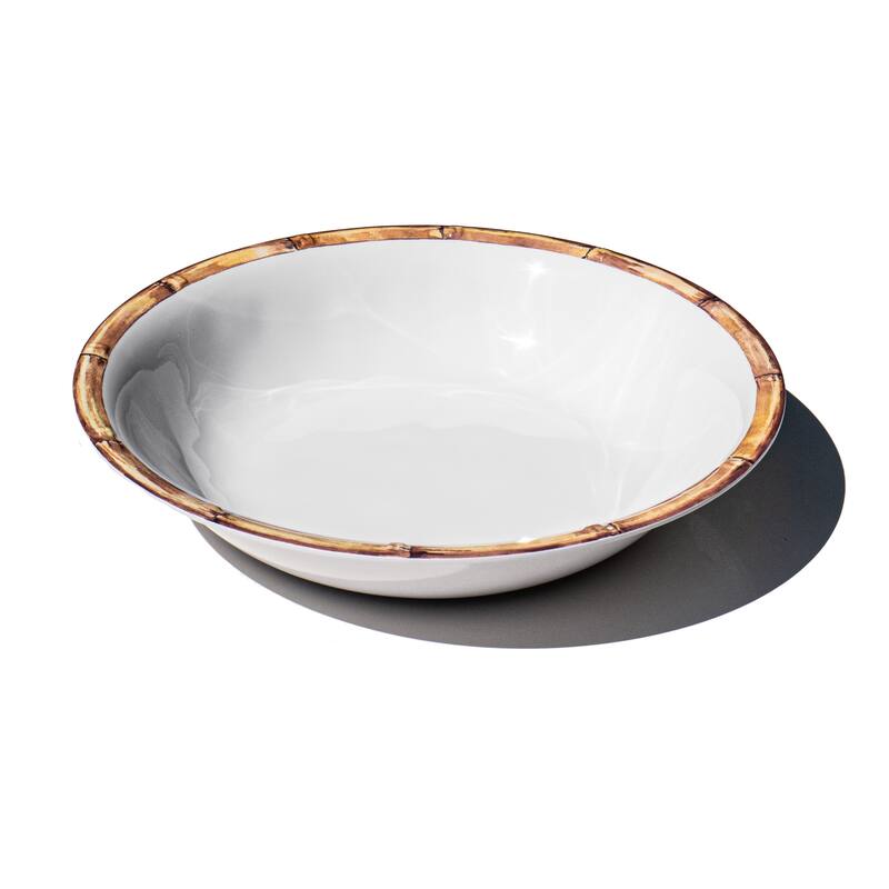 Abode Homewares Bamboo Rim Melamine Serving Bowl - White - 13.8" - White