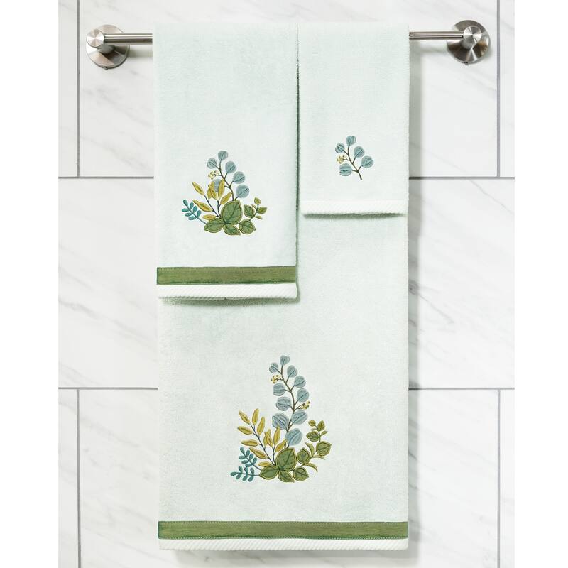 Authentic Hotel and Spa 100% Turkish Cotton Botanica 3PC Embellished Towel Set