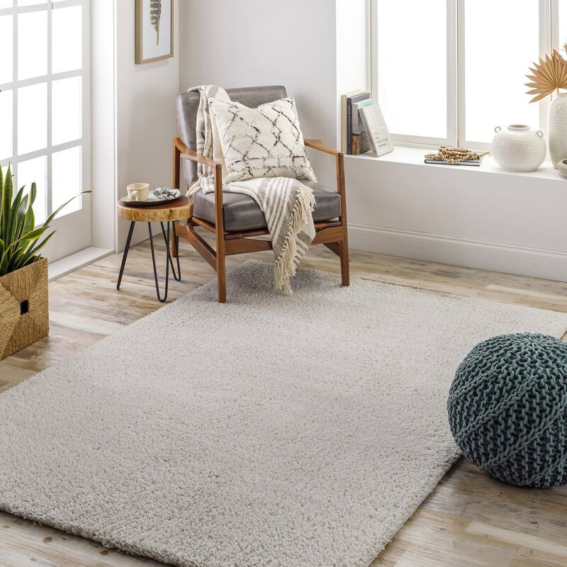 Livabliss Cloudy Solid Plush Area Rug - 6' 7" x 9' - Light Grey