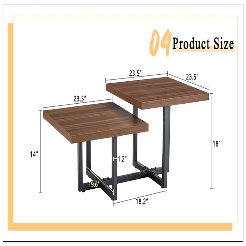 Modern and Scandinavian Styles-Dark Walnut Double-Deck Coffee Table