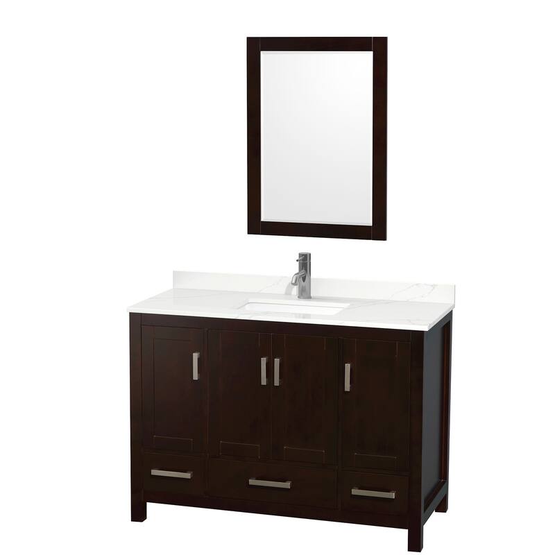 Wyndham Collection WCS141448S-QTZ-UNSM24 Sheffield 48" Free Standing - Espresso / Giotto Quartz Top / Brushed Chrome
