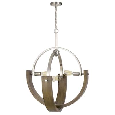 Four Light Rauma Metal/Wood Chandelier