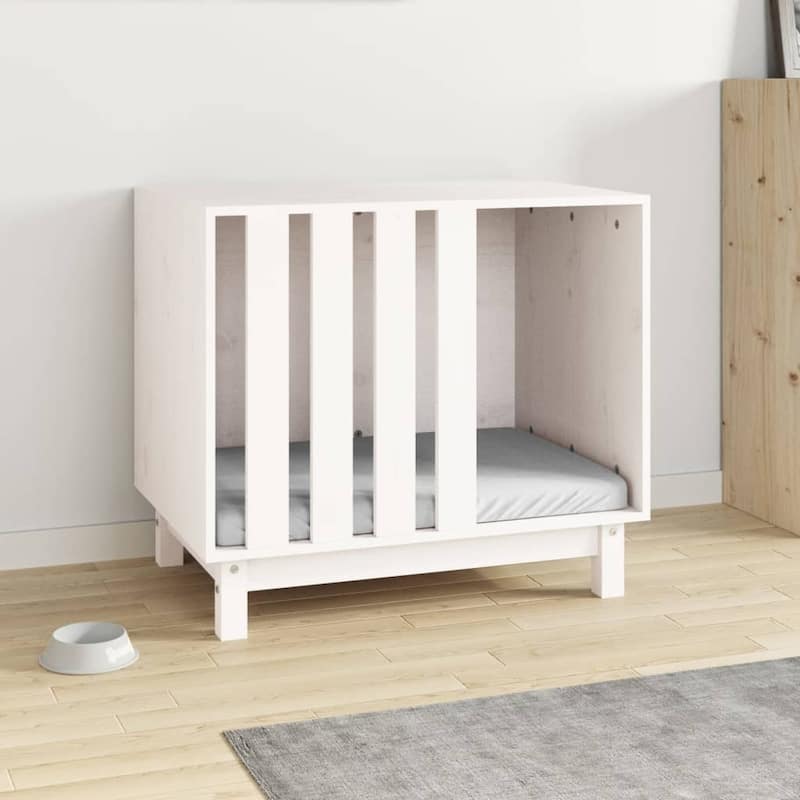 vidaXL Dog House White Solid Pine Wood 27.6 x 19.7 x 24.4 in Durable