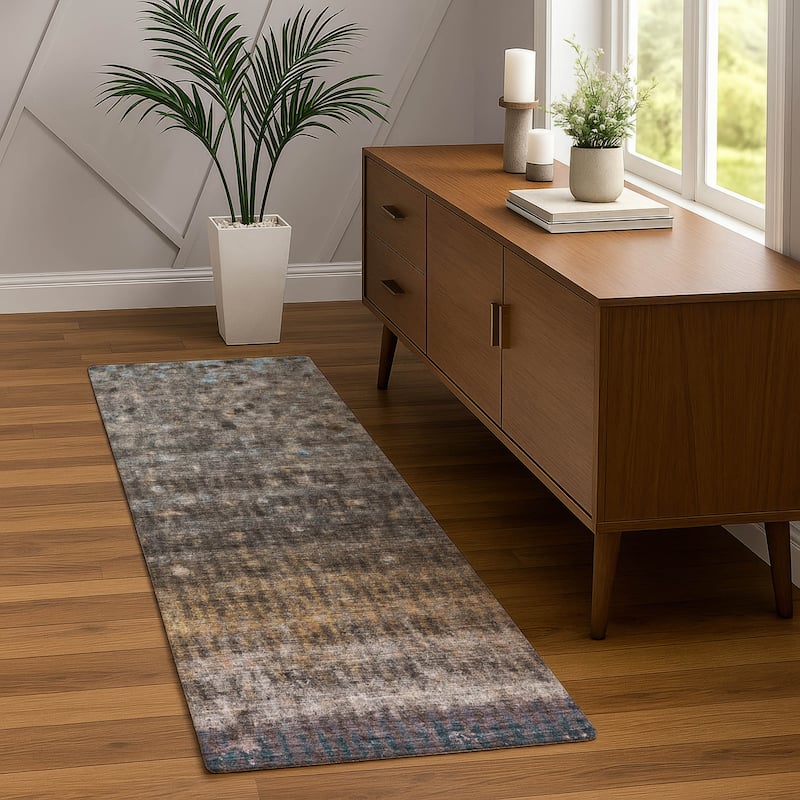 Machine Washable Indoor/ Outdoor Abstract Ombre Chantille Rug