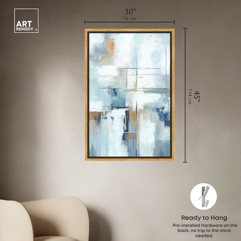 Art Remedy House Of Lines Ii Framed Blue Abstract 1 Piece Canvas Wall Art