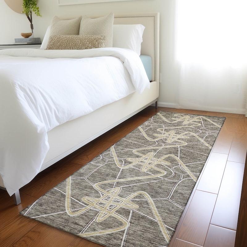 Premium Washable Super Soft Modern Maze Mayfield Rug - Taupe - 2'3" x 7'6"