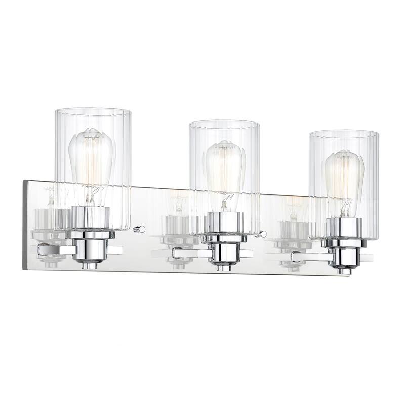 KAWOTI 3- Light Bathroom Vanity Light with Clear Glass Shade