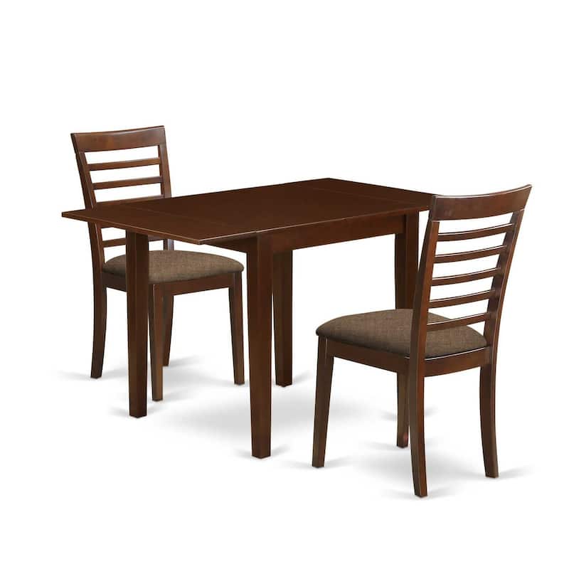 HomeStock 3-Pc Mahogany Finish Solid Wood Top Dining Table Set