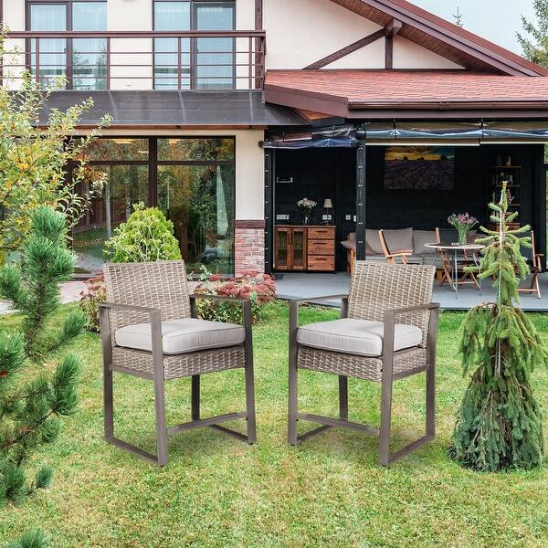 Outdoor Wicker Club Chairs Dining Chairs with Cushions (Set of 2) On