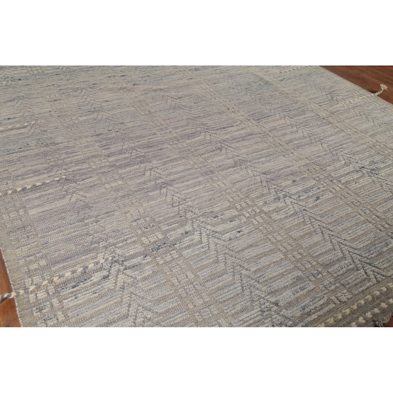 Grey Modern / Moroccan Area Rug Handmade Wool Carpet - 8'8"x 12'5"