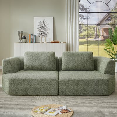 Oversized Chenille Loveseat Sofa 98 inch Compressed Couch, No Assembly