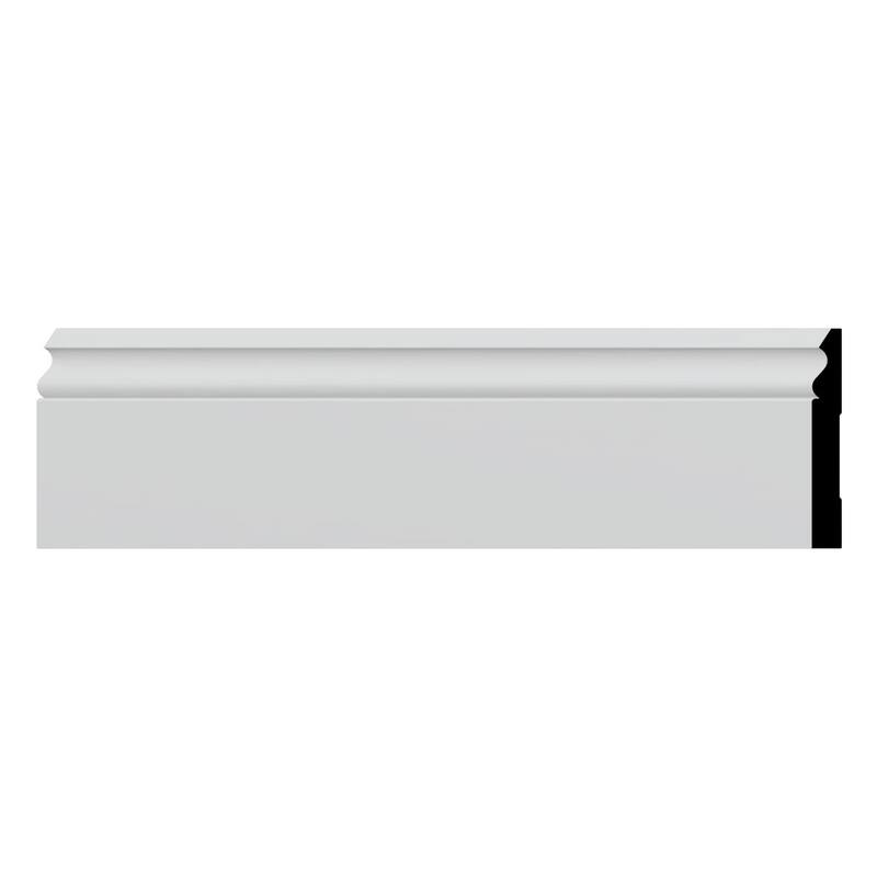 WM217: 9/16-in D x 5-1/4-in W x 96-in L Americraft Solid Hardwood Stain Grade Base Moulding - Primed Fingerjoint Pine