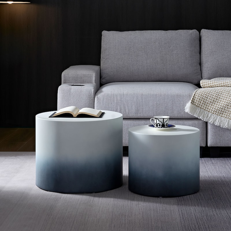 Round MDF with Veneer Side Table Coffee Table Nesting Table set of 2