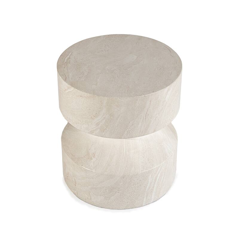 Grover Outdoor Faux Stone Hourglass Side Table