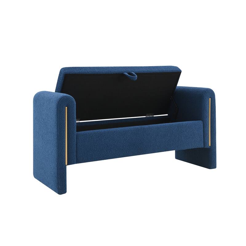 Modern Teddy Upholstered Bed End Bench with Storage and Arms