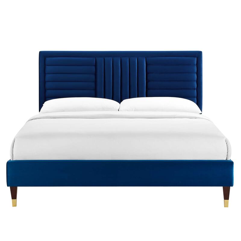 Sofia Channel Tufted Performance Velvet Queen Platform Bed