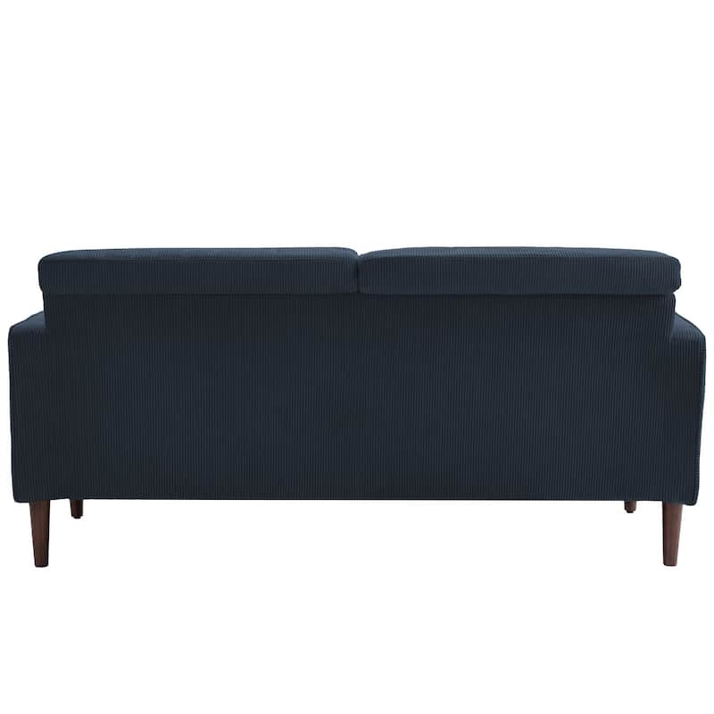 62" Wide Corduroy Button Tufted Sofa Couch with Armrest Pillow