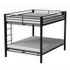 preview thumbnail 8 of 6, Black Queen over Queen Metal Bunk Bed with Ladder and Fence