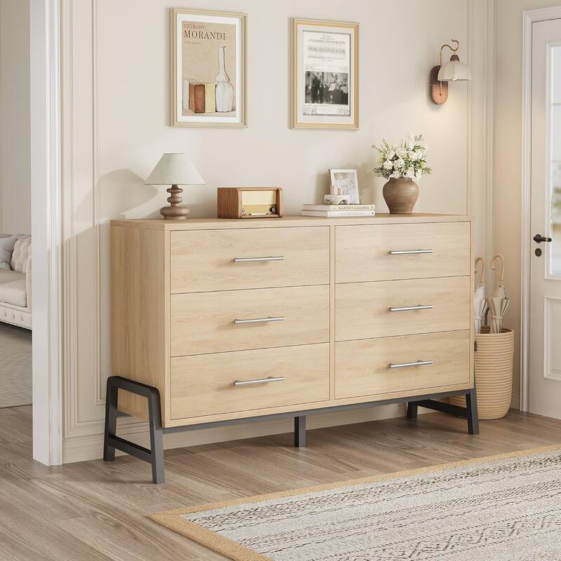 6 Dresser for Bedroom, 52" Wide Dresser, Wide Drawer with Storage Freestanding